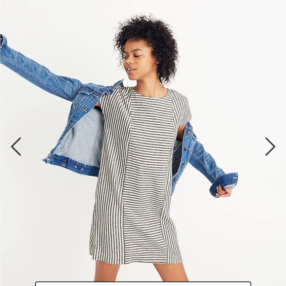 Madewell Button-Back Easy Linen Dress in Stripe - Picture 8 of 8